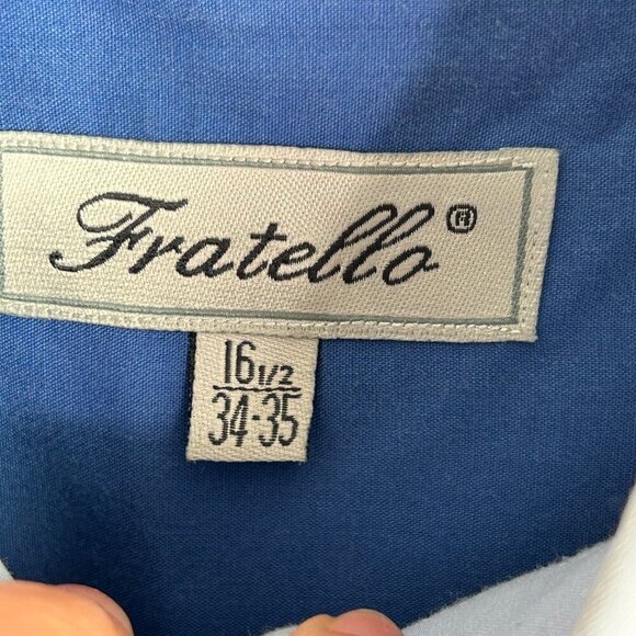 Fratello Men's Blue Button Down Shirt Neck 16.5 and Shirt 34-35 - Picture 4 of 10